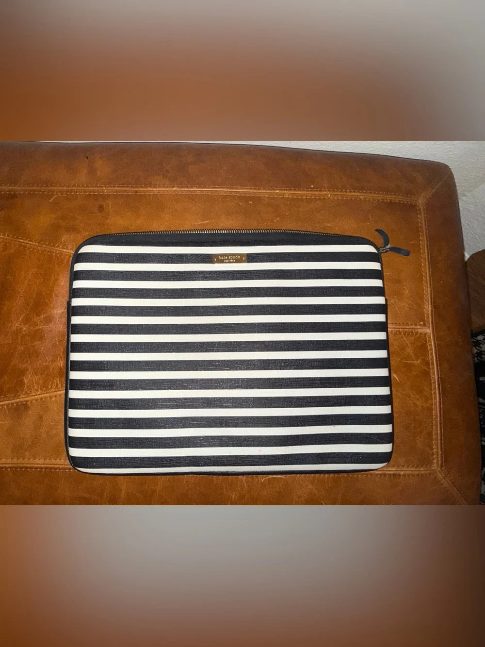 kate spade Black and White Striped Laptop Sleeve